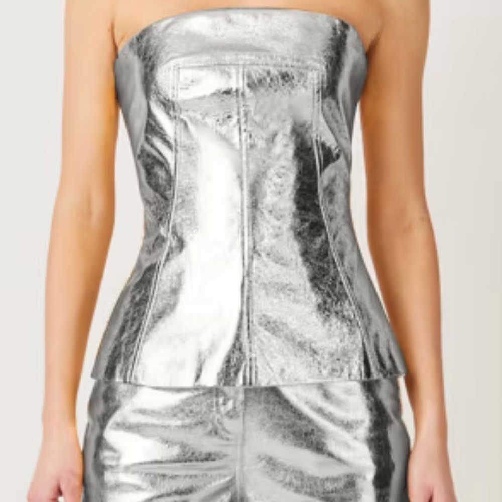 Amylynn Metallic Silver Corset Top